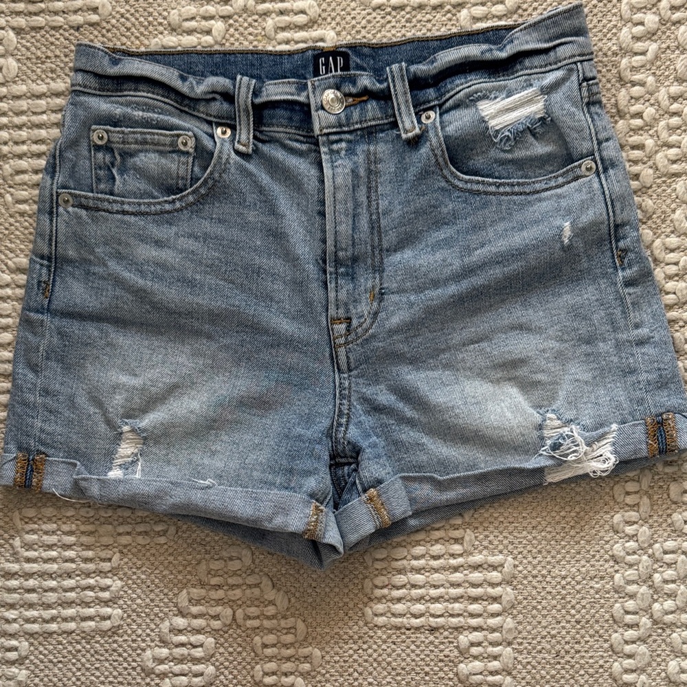 GAP Women's Light Blue Distressed Jean Shorts